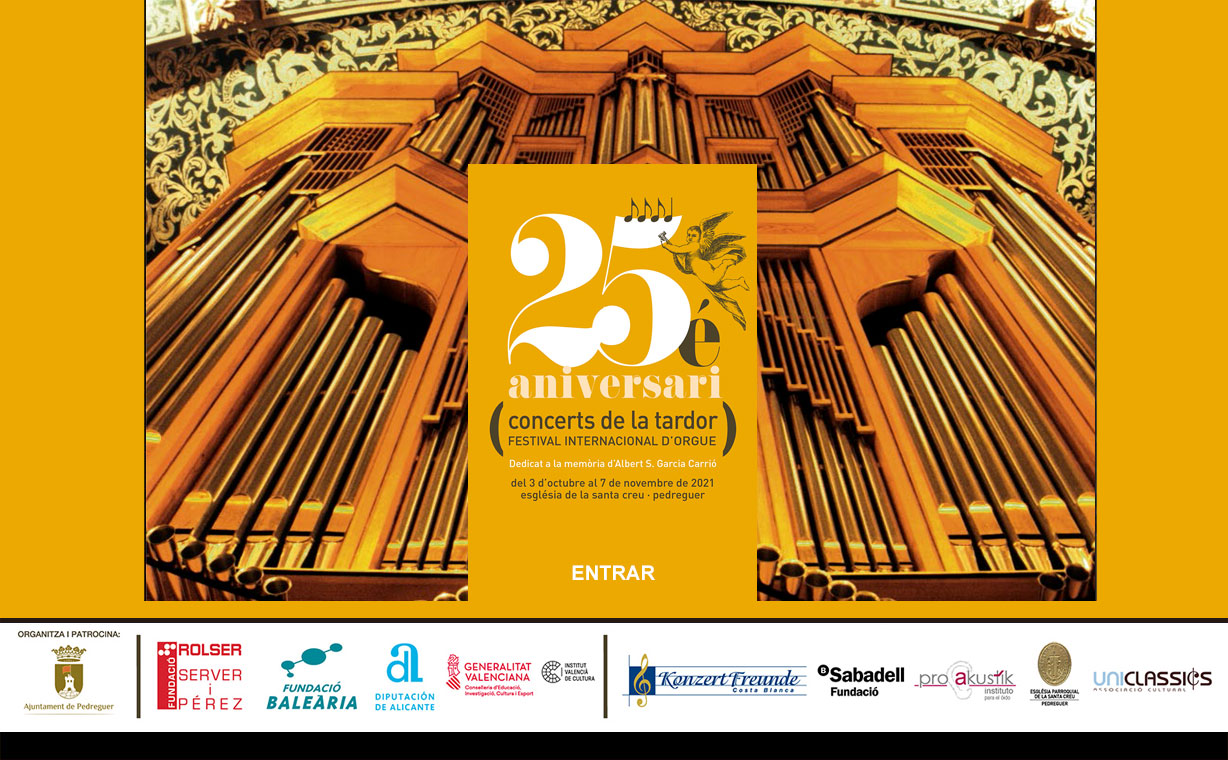 Concerts de la tardor. XXIV Festival Internacional d'Orgue. Pedreguer 2021.